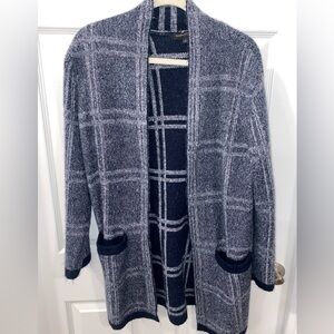 Banana Republic Navy and White Plaid Cardigan